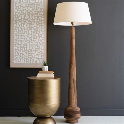 Sculptural Silhouette Floor Lamp | Wooden Elegance with Fabric Shade ...