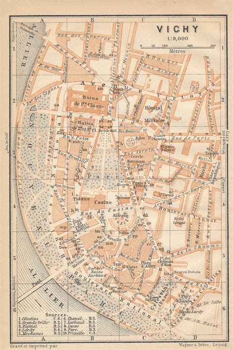 1914 Vichy France Antique Map | Etsy - map of vichy france