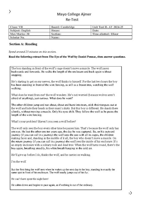 QP-Retest Class VII- Cambridge English-Fiction-UT2-Nov 24 - Mayo ...