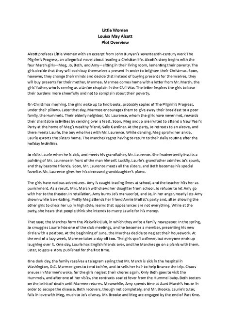 Little Women - Summary - Little Women Louisa May Alcott Plot Overview ...