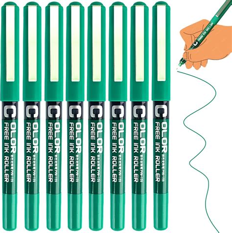 8 Green Pens Rollerball Pens, 0.5mm Ink Pen Gel Pens for Writing, Quick Dry Green Writing Pens ...
