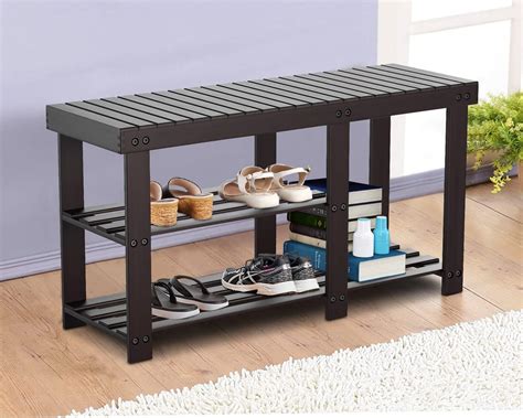 Buy PayLessHere Bamboo Shoe Bench, Shoe Rack for Boots, Entryway ...