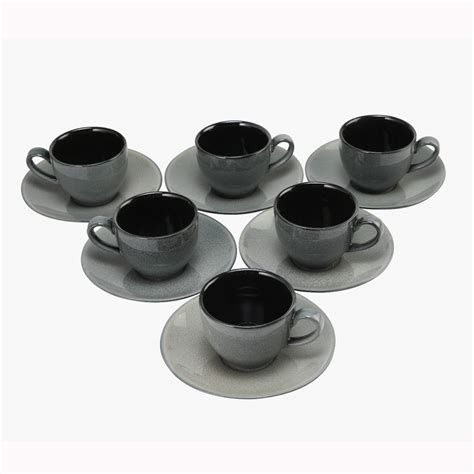GREY NIGHT - 12 PC. CUP AND SAUCER SET – Hitkari Potteries