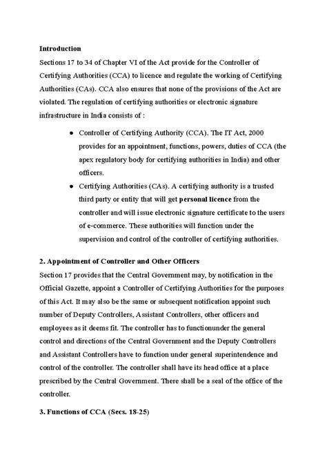 Regulation of Certifying Authorities in India: Roles of CCA & CAs - Studocu