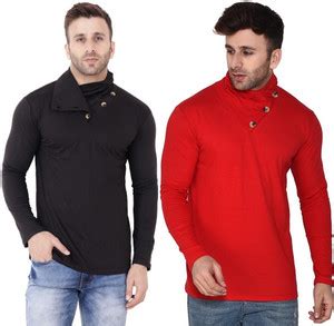 tfurnish Solid Men Cowl Neck Red, Black T-Shirt - Buy tfurnish Solid ...