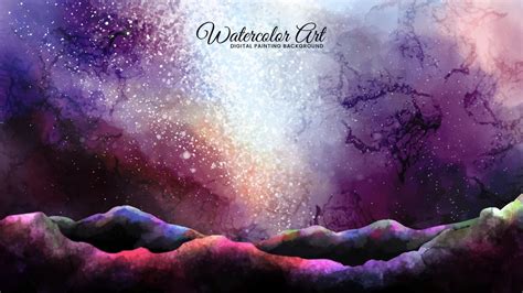 Stunning galaxy digital painting background. Beautiful watercolor art ...
