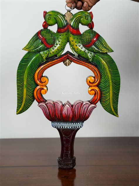 Wooden Parrot Wall Decor/Mirror | 18" | Painted – Kirtan Arts