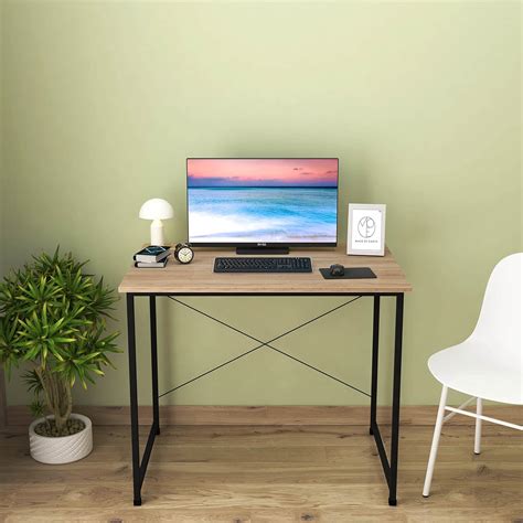 MADE OF EARTH Office Desk Work Table Engineered Wood Metal Frame PC ...