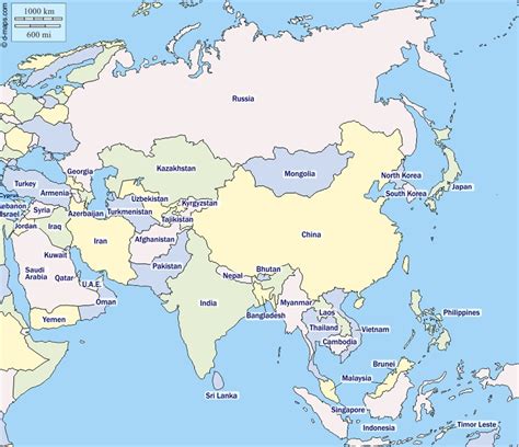 Map with the countries of Asia (2026) - Learner trip