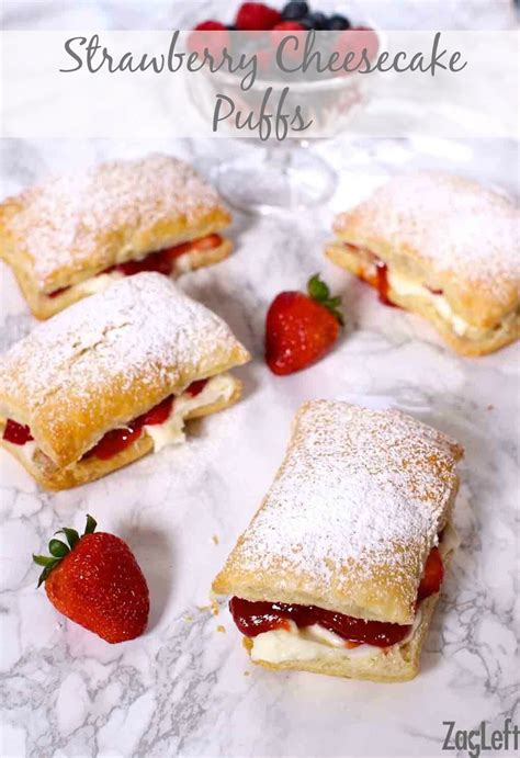 Strawberry Cheesecake Puffs - ZagLeft | Recipe | Puff pastry desserts ...