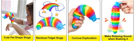 Buy Cantil Fidget Slug Toy,Multicolor Articulated Stretch Slug Fidget ...