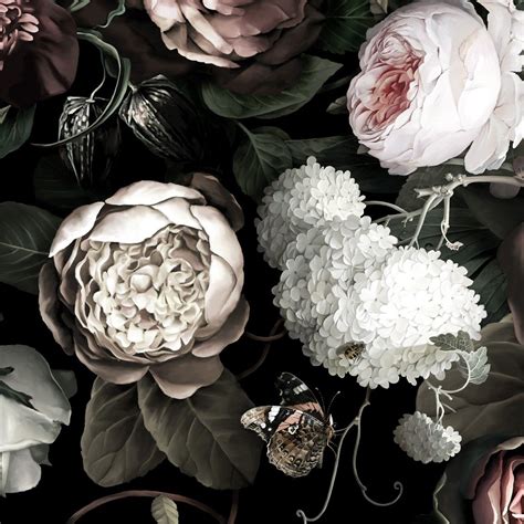 Dark Floral II Black Saturated - Floral Wallpaper - by Ellie Cashman ...