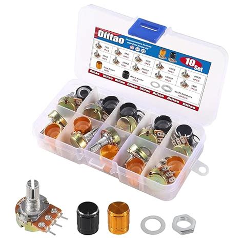 10Pack Potentiometer Kit 1K-1M Ohm 3 Terminals Single Linear Taper ...