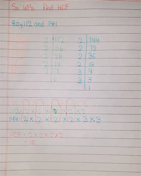 find the HCF of 80, 112 and 144 by long division method - Brainly.in