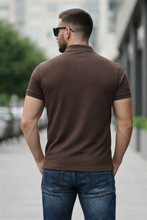 Browm Interlock Plain Regular Fit Zipper Polo T-shirt – Veirdo