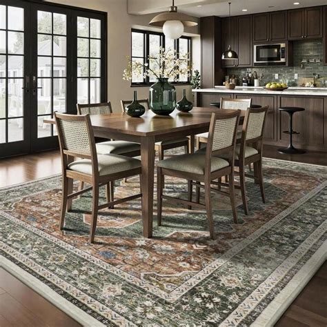 Olive Green Rug 8x10 Area Rugs For Living Room Bedroom Rug Washable Rug ...