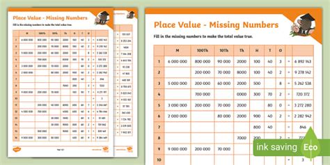 Place Value - Missing Numbers (teacher made) - Twinkl