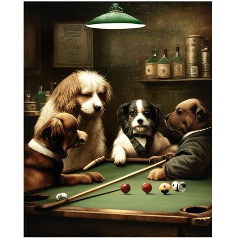 Dogs Playing Pool Tapestry