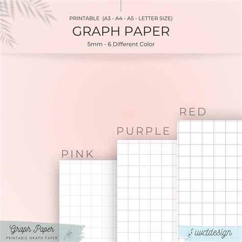 6 Digital Graph Paper Bundle, Digital Notebook Paper Templates | Printable Colored Graph Paper ...