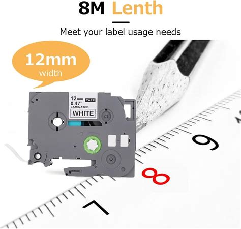 Buy 12mm 0.47 Laminated Black on White Label Tape Replacement for ...