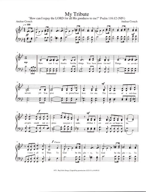 My Tribute by Andrae Crouch - Digital Religious Piano With Lyrics Sheet ...