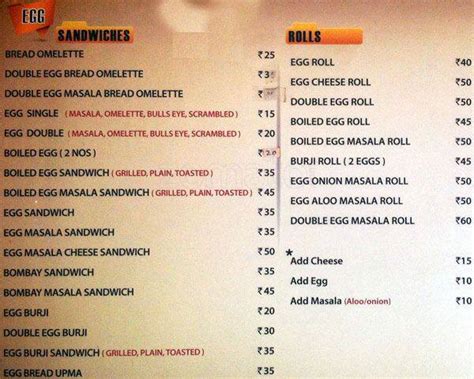 Menu at Humpty Dumpty, Chennai, TTK Road