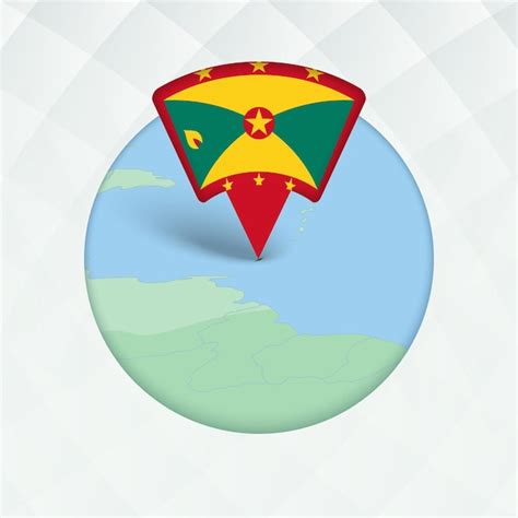 Grenada map highlighted with flag marker | Premium Vector