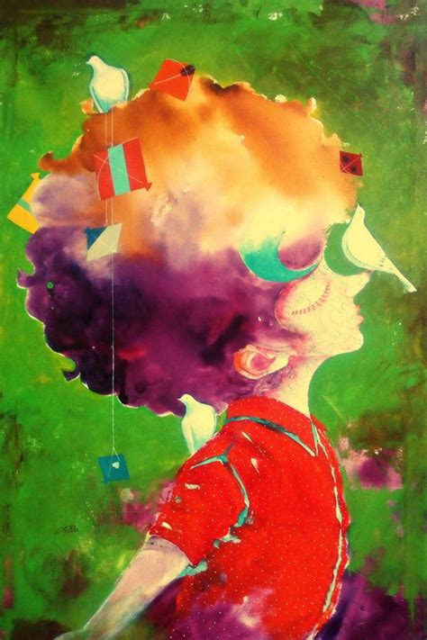 "The Childhood Ix": Yellow Green Acrylic Painting by Shiv Soni ...