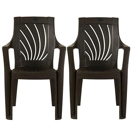 Akash Unbreakable Arm Plastic Chair - 2 Chairs, Black : Amazon.in: Home ...