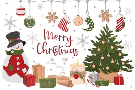 Merry Christmas Clip Art Merry Christmas Cartoon Greeting Card. Happy