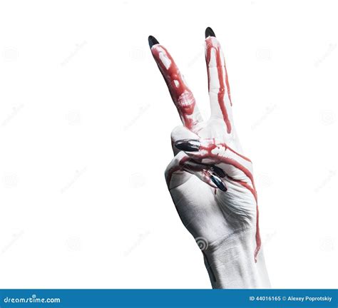 Blood Hand with Gesture Peace Sign Stock Image - Image of background ...