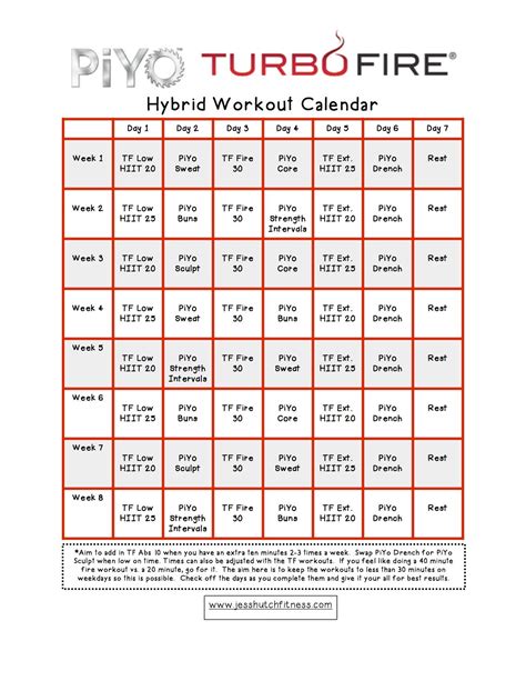 Piyo Workout Calendar - prntbl.concejomunicipaldechinu.gov.co