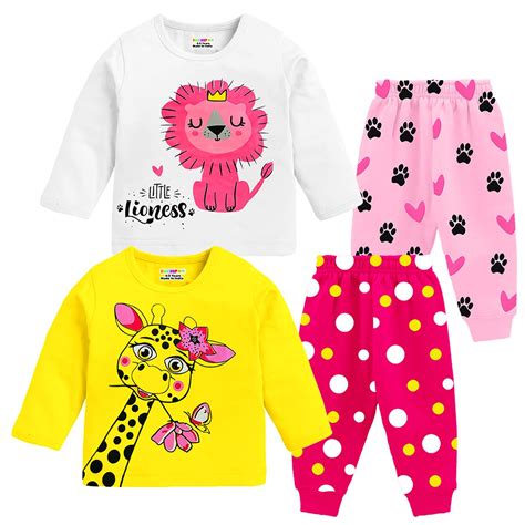 Buy Kuchipoo Baby Girl Regular Fit Cotton T-Shirts and Pyjamas Set (KUC ...