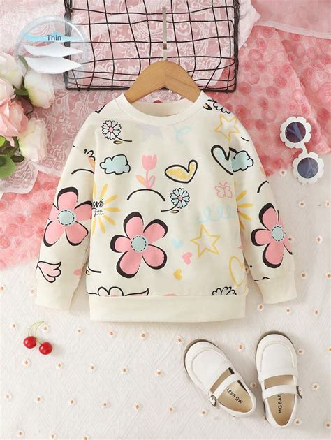 SHEIN 1pc Young Girl Casual Vacation Floral Butterfly Dopamine Print ...