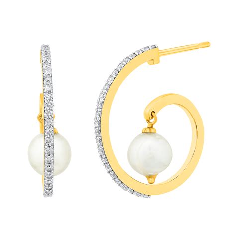 Pearl Hanging With Diamond Bali Earrings by Mohar Fine Jewellery