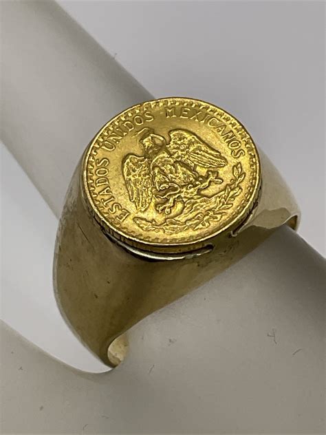 VINTAGE 1945 DOS PESOS MEXICO 22K Gold COIN in 10.5K … - Gem