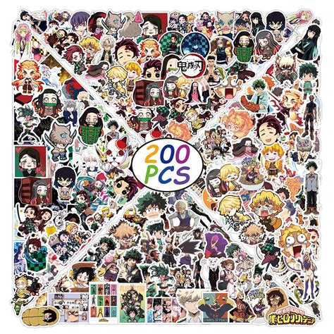 200Pcs Mixed Anime Stickers, Anime Cartoon Stickers for Laptop ...