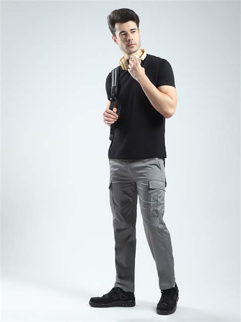 Buy Men Grey Solid Regular Fit Cargo Online in India - Monte Carlo