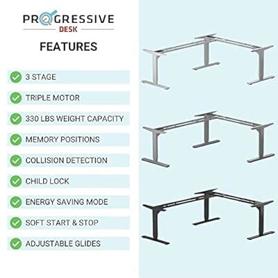 Buy Progressive Desk L Shaped Standing Desk 90x72, Corner 3 Stage ...