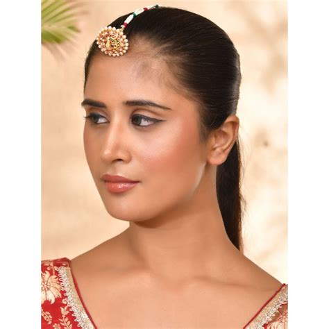 Buy Silvermerc Designs Gold-Plated Peacock Design Borla Maang Tikka ...