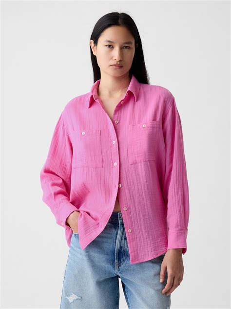 Crinkle Gauze Big Shirt | Gap