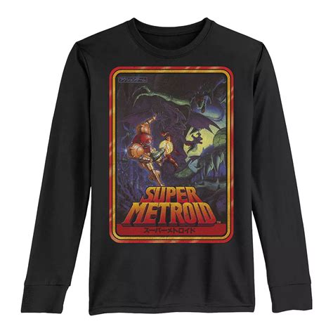 Boys 8-20 Nintendo Super Metroid Kanji Poster Style Long-Sleeve Graphic Tee