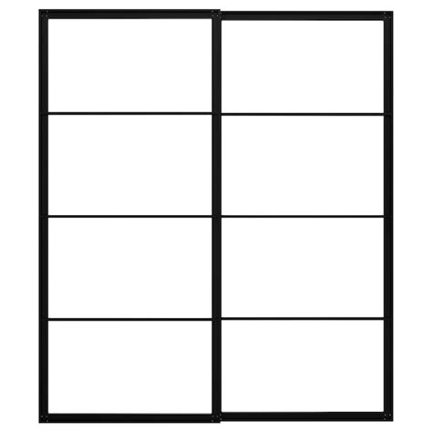 PAX pair of sliding door frames w rail, black, 200x236 cm (783/4x927/8 ...