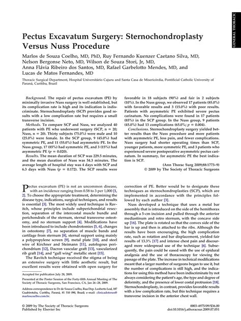 SOLUTION: Pectus excavatum surgery sternochondroplasty versus nuss ...