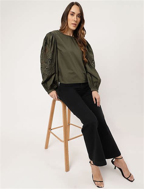 Buy Lace Balloon Sleeves Blouse at Marks & Spencer