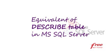 Image result for How to Describe Table in SQL Server