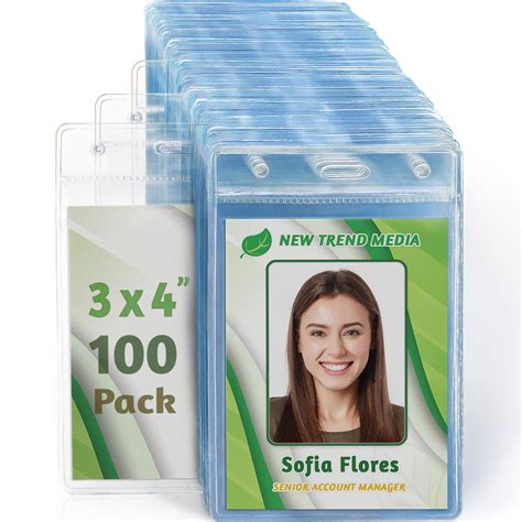 Buy EcoEarth Vertical Name Badge Holders with Soft Edge (Large 3x4, 100 ...