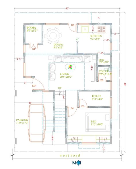 30x40 House Plan Layout
