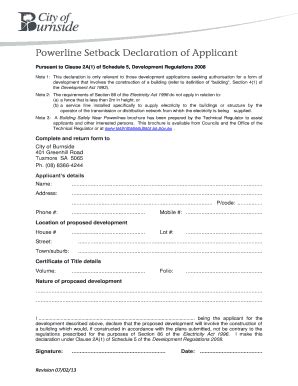 Powerline Setback Declaration Form - City Of Burnside 2020-2025 - Fill ...