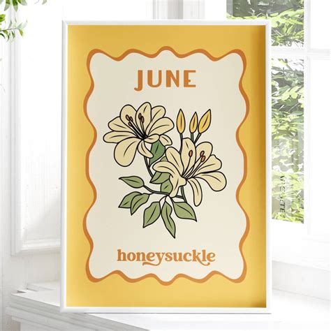 June Birth Month Honeysuckle Flower Print By Lovette Design